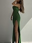 cheap Party Dresses-A-Line Cocktail Dresses Sexy Dress Wedding Guest Homecoming Ankle Length Sleeveless Spaghetti Strap Polyester with Sleek Slit 2024