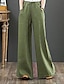cheap Women&#039;s Bottoms-Women&#039;s Chinese Style Vintage Culottes Wide Leg Chinos Slacks Full Length Pants Micro-elastic Daily Weekend Cotton Solid Colored Mid Waist Lightweight Loose Green White Gray Orange S M L XL XXL