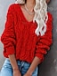 cheap Sweaters-Women&#039;s Sweater Pullover Jumper V Neck Crochet Knit Acrylic Hollow Out Knitted Thin Drop Shoulder Fall Winter Halloween Daily Going out Stylish Sexy Soft Long Sleeve Solid Color Red Blue Orange S M L