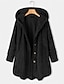 cheap Sherpa Jackets-Women&#039;s Plus Size Teddy Coat Winter Coat Button Pocket Plain Outdoor Causal Long Sleeve Hoodie Regular Winter Fall Black Blue Khaki XL XXL 3XL 4XL 5XL