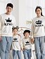cheap Family Matching Outfits-Family Look Cotton Tops Sweatshirt Athleisure Letter Print White Black Red Long Sleeve Basic Matching Outfits / Fall / Spring / Cute