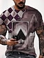 Χαμηλού Κόστους ανδρικό μπλουζάκι 3d-Ανδρικά Πουκάμισο Μπλουζάκι Κοντομάνικα ταλαιπωρημένο μπλουζάκι Γραφική Καρό / Τετραγωνισμένο Πόκερ Στρογγυλή Ψηλή Λαιμόκοψη Μαύρο / Άσπρο Κόκκινο / Άσπρο Μαύρο Θαλασσί Βυσσινί 3D εκτύπωση