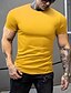 tanie T-shirty 3D męskie-Męskie Podkoszulek Koszula Koszulki Graficzny Solidne kolory Okrągły dekolt Wino Biały Czarny Żółty Granatowy Krótki rękaw Codzienny Sport Szczupła Najfatalniejszy Bawełna Aktywny Podstawowy Duży i