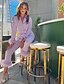 cheap Women&#039;s Loungewear-Women&#039;s Gift Loungewear Pajamas Sets Home Party Valentine&#039;s Day Feather Pure Color Silk Simple Soft Shirt Pant Fall Spring Summer Lapel Long Sleeve Long Pant Buckle Pocket