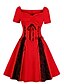 cheap Plus Size Dresses-Women&#039;s Plus Size Color Block A Line Dress V Neck Long Sleeve Elegant Vintage Prom Dress Fall Party Knee Length Dress Dress