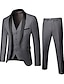 cheap Tuxedos-Black Gray Ruby Men&#039;s Wedding Party / Evening Valentine&#039;s Day Tuxedos 3 Piece Solid Colored Standard Fit Single Breasted One-button 2022