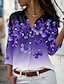 cheap Women&#039;s Blouses &amp; Shirts-Women&#039;s Shirt Blouse Pink Blue Purple Animal Butterfly Button Print Long Sleeve Holiday Weekend Streetwear Casual Shirt Collar Regular Butterfly S