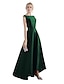 cheap Party Dresses-A-Line Evening Gown Red Green Dress Wedding Guest Party Wear Asymmetrical Sleeveless Jewel Neck Satin with Sleek 2024