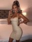 cheap Party Dresses-Women&#039;s Party Dress Sheath Dress Sexy Dress Mini Dress Champagne Gold Blue Pure Color Sleeveless Winter Fall Spring Ruched Hot Cold Shoulder Slim Party Winter Dress Birthday 2023 S M L XL XXL