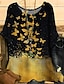 cheap Plus Size Tops-Women&#039;s Plus Size Tops Tunic Blouse Graphic Butterfly Sparkling Glitter Print Hot Stamping Round Neck Short Sleeve Fall Summer Basic Chinoiserie Blue Yellow Gray Big Size XL XXL 3XL 4XL 5XL / Holiday