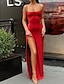cheap Party Dresses-Sheath / Column Sexy bodycon Holiday Party Wear Dress Spaghetti Strap Sleeveless Ankle Length Spandex with Slit 2022
