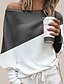 cheap Women&#039;s Clothing-LITB Basic Women&#039;s Off Shoulder Sweater Long Sleeved Stitching Color Top Loose Daily Casual Blouse
