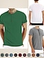 cheap Men&#039;s Clothing-Men&#039;s Henley Shirt Solid Color Round Neck Daily Vacation Short Sleeve Tops Cotton Blend Simple Fashion Comfortable Green Blue White / Machine wash / Micro-elastic