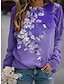 cheap Women&#039;s Hoodies &amp; Sweatshirts-Women&#039;s Sweatshirt Pullover Floral Graphic Prints Active Vintage Streetwear Print Yellow Pink Blue Daily Sports Round Neck Long Sleeve Without Lining Micro-elastic Fall &amp; Winter