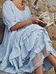 cheap Maxi Dresses-Women&#039;s Swing Dress Maxi long Dress Pink Khaki Beige Light Blue Half Sleeve Solid Color Layered Fall Summer Round Neck Elegant Vintage 2022 S M L XL XXL 3XL 4XL 5XL