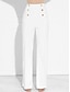 baratos calças sociais femininas-Vestido feminino calças de trabalho culotes retos perna larga chinos cintura média festa básica preto branco s m verão
