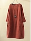 cheap Casual Dresses-Women&#039;s Plus Size Solid Color Shift Dress Round Neck Half Sleeve Basic Fall Winter Causal Knee Length Dress Dress / Loose