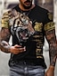 cheap Animal &amp; Muppets-Tiger Mens 3D Shirt | Black Summer Cotton | Men&#039;S Tee Graphic Animal Crew Neck 3D Print Plus Size Casual Daily Short Sleeve Clothing Apparel Designer Basic Slim