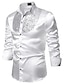 cheap Men&#039;s Tuxedo Shirts-Men&#039;s Prom Shirt Disco Shirt Satin Silk Shirt Plain Collar Classic Collar Black White Red Blue Purple Performance Wedding Long Sleeve Sequins Clothing Apparel Basic Luxury Shiny
