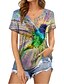 preiswerte T-Shirts für Damen-Damen Geometrisch T-Shirt Vogel Druck V-Ausschnitt Grundlegend Oberteile Regenbogen