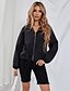 cheap Women&#039;s Jackets-Women&#039;s Jacket Casual Jacket Regular Drawstring Coat Black Casual Daily Fall Zipper Turndown Slim S M L XL / Warm / Solid Color