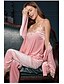 cheap Women&#039;s Sleep &amp; Lounge-Women&#039;s 3 Pieces Pajamas Sets Satin Simple Casual Pure Color Velvet Home Party Daily V Wire Gift Strap Top Long Sleeve Vintage Style Pant Fall Winter Belt Included Navy Pink / Lace Up