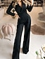 cheap Evening Dresses-Jumpsuits Prom Dresses Minimalist Dress Wedding Guest Party Wear Floor Length Long Sleeve V Neck Pocket Stretch Fabric with Pure Color Pocket 2024