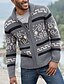 cheap Men&#039;s Cardigan Sweater-Men&#039;s Sweater Cardigan Knit Knitted Abstract Shirt Collar Stylish Vintage Style Daily Wear Clothing Apparel Fall Winter Black Dark Gray M L XL / Long Sleeve