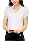 economico Bluse e camicie da donna-Per donna Camicia Blusa Bianco Rosa Rosso Liscio Manica corta Ufficio Informale Essenziale Elegante A V Standard Taglia piccola S