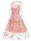 זול שמלות NYE-גזרת A שמלות קוקטייל פרחוני שמלה אורחת חתונה סיום לימודים באורך  הברך חצי שרוול עם תכשיטים טול עם ריקמה אפליקציות 2024