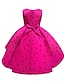 tanie Sukienki-Dziecięca sukienka w kropki party bow różowy żółty fuksja do kolan bez rękawów księżniczka słodkie sukienki letnie regular fit 3-10 lat