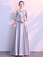 cheap Prom Dresses-A-Line Glittering Elegant Prom Formal Evening Dress Jewel Neck 3/4 Length Sleeve Floor Length Satin with Sequin 2022