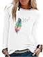 cheap Women&#039;s T-shirts-Women&#039;s T shirt Tee Designer Hot Stamping Graphic Feather Design Animal Long Sleeve Round Neck Daily Print Clothing Clothes Designer Basic White Black Blue