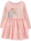 cheap Girls&#039; Dresses-Kids Little Girls&#039; Dress Unicorn Daily A Line Dress Sequins Mesh Blushing Pink Midi Cotton Long Sleeve Casual Cute Dresses Fall Regular Fit 2-8 Years