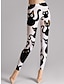 baratos Leggings de mulher-Mulheres Leggings Normal Poliéster Animal Preto Branco Estampa 3D Cintura Alta Mimolet Feriado