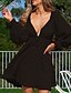 Χαμηλού Κόστους Casual Φορέματα-Γυναικεία Φόρεμα ριχτό από τη μέση και κάτω Φόρεμα καμένο πορτοκαλί Μίνι φόρεμα Λευκό Μαύρο Πορτοκαλί Μακρυμάνικο Μονόχρωμες Εξώπλατο Φθινόπωρο Χειμώνας Λαιμόκοψη V Καθημερινό 2022 Τ M L XL / Βαμβάκι
