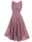 cheap Wedding Guest Dresses-A-Line Cocktail Dresses Minimalist Dress Holiday Tea Length Sleeveless V Neck Spandex with Lace Insert 2023