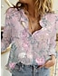 cheap Blouses &amp; Shirts-Women&#039;s Blouse Shirt Green Blue Pink Button Print Graphic Floral Daily Weekend Long Sleeve Shirt Collar Vintage Tropical Regular Floral S