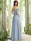 cheap Bridesmaid Dresses-A-Line Bridesmaid Dress Off Shoulder Sleeveless Elegant Floor Length Chiffon with Pleats / Split Front 2022