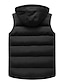 cheap Men&#039;s Vest-Men&#039;s Puffer Vest Gilet Quilted Vest Cardigan Mountain Bike Leisure Sports Sporty Fall Autumn Hooded Padded Polyester Warm Solid Color Zipper ArmyGreen Black Vest