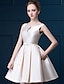 זול שמלות NYE-גזרת A שמלות קוקטייל אלגנטית שמלה אורחת חתונה סיום לימודים קצר \ מיני ללא שרוולים עם תכשיטים סאטן עם סרט פפיון(ים) 2024