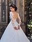 baratos Vestidos de Casamento-Noivado Formal Vestidos de noiva De Baile Ilusão Decote Manga Longa Cauda Corte Renda Vestidos de noiva Com Renda Apliques 2024