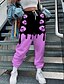 cheap Women&#039;s Bottoms-Women&#039;s Streetwear Sweatpants Elastic Drawstring Design Print Jogger Full Length Pants Micro-elastic Halloween Weekend Color Block Skull Mid Waist Comfort Blue Purple Blushing Pink Orange Red S M L