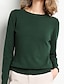 cheap Sweaters-Women&#039;s Pullover Sweater Jumper Round Neck Knit Nylon Acrylic Classic Style Thin Fall Winter Work Causal Daily Classic Casual St. Patrick&#039;s Day Long Sleeve Solid Color Black White Yellow S M L