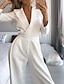 cheap Formal Jumpsuits-Women&#039;s Elegant Casual Streetwear Daily Wear V Neck High Waist White Black Wine Jumpsuit Solid Color