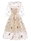 cheap Party Dresses-A-Line Cocktail Dresses Floral Dress Wedding Guest Homecoming Knee Length Half Sleeve Jewel Neck Tulle with Embroidery Appliques 2024