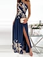 cheap Elegant Dresses-Women&#039;s Maxi long Dress Swing Dress Green White Black Blue Pink Dark Blue Rainbow Red Beige Sleeveless Split Cut Out Print Floral Solid Color One Shoulder Spring Summer Party Party Elegant Prom Dress