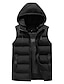 cheap Men&#039;s Vest-Men&#039;s Puffer Vest Gilet Quilted Vest Cardigan Mountain Bike Leisure Sports Sporty Fall Autumn Hooded Padded Polyester Warm Solid Color Zipper ArmyGreen Black Vest
