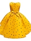 billige Kjoler-prikkete jentekjole festsløyfe rosa gul fuchsia knelang ermeløs prinsesse søte kjoler sommer regular fit 3-10 år