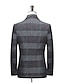 cheap Blazer&amp;Jacket-Men&#039;s Plaid Blazer Notch Tailored Fit Check Gray Khaki Fall Winter Warm 2024